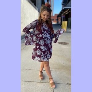 Boho purple floral dress